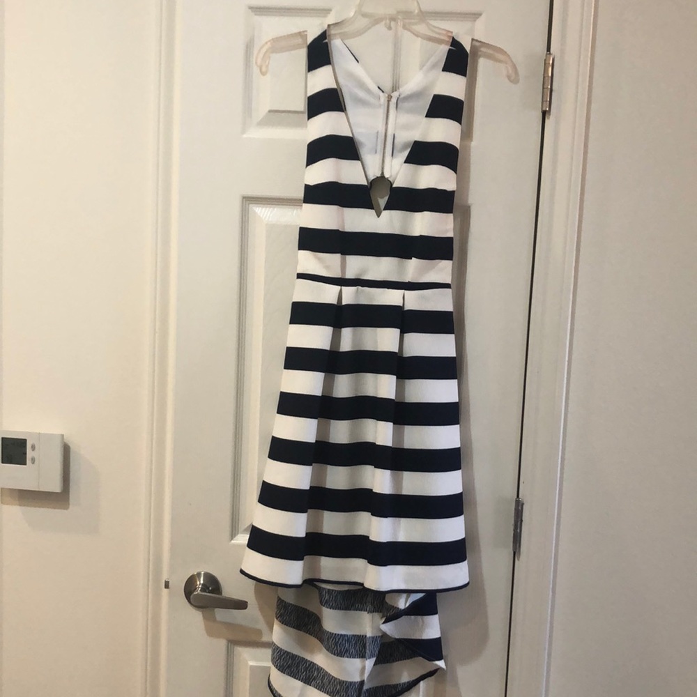 High Low Dress- Navy/White